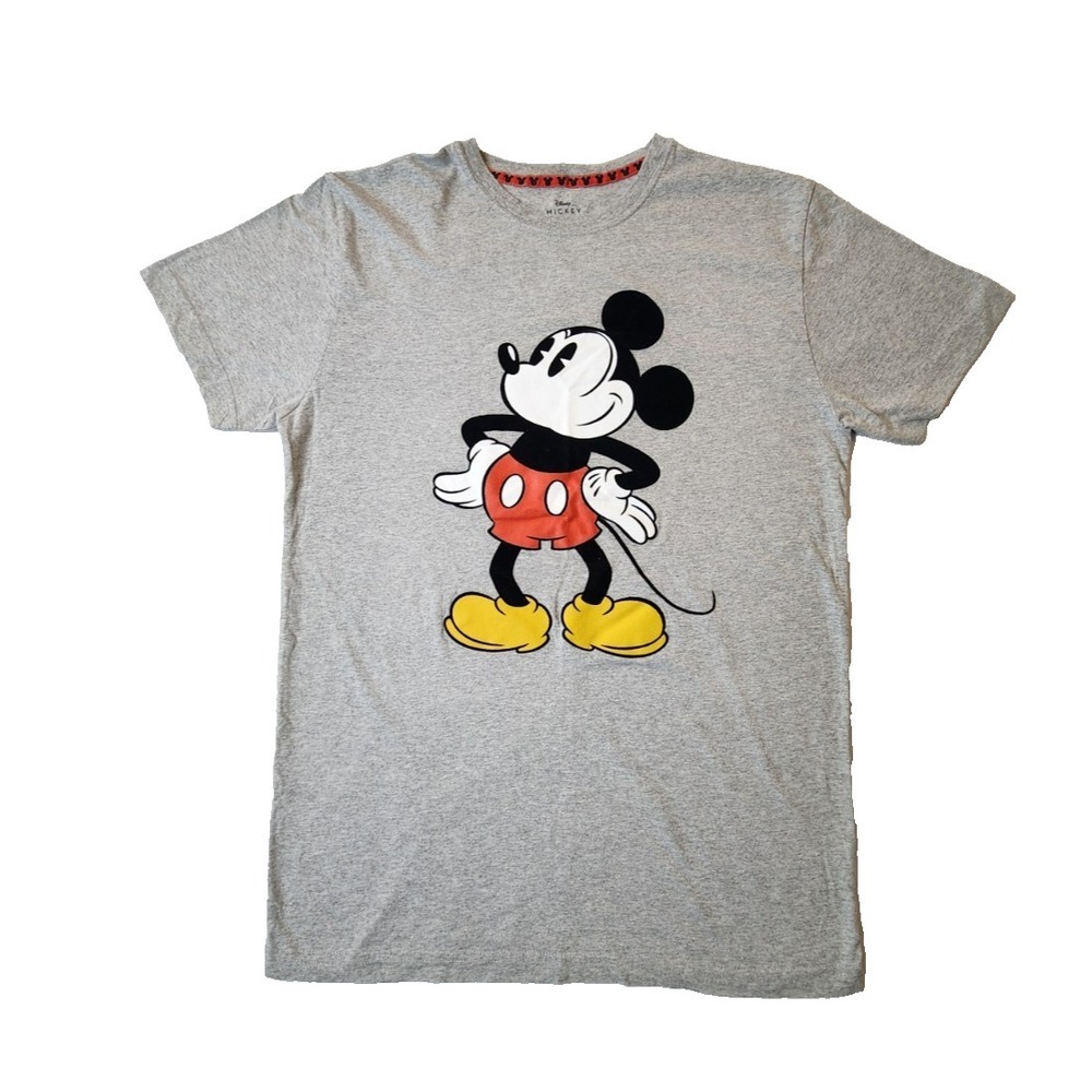 Mickey Mouse Womens T-shirt Short Sleeve Graphic Print Gray Size L